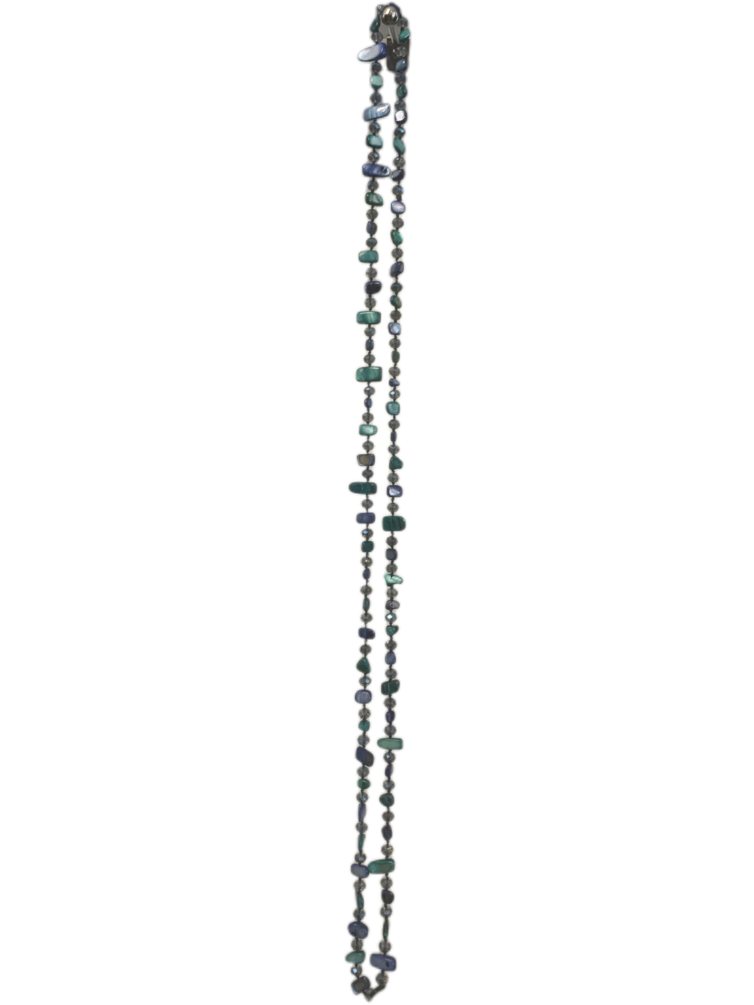Collana lunga verde e blu
