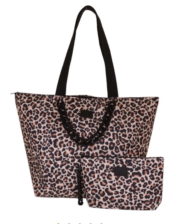 CAMOMILLA BORSA MARE PIU BUSTA CATENA LEOPARDATA