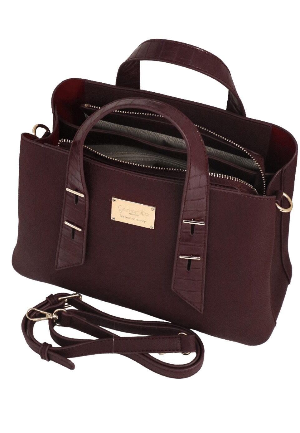 CAMOMILLA BORSA A MANO BURGUNDY - immagine 3