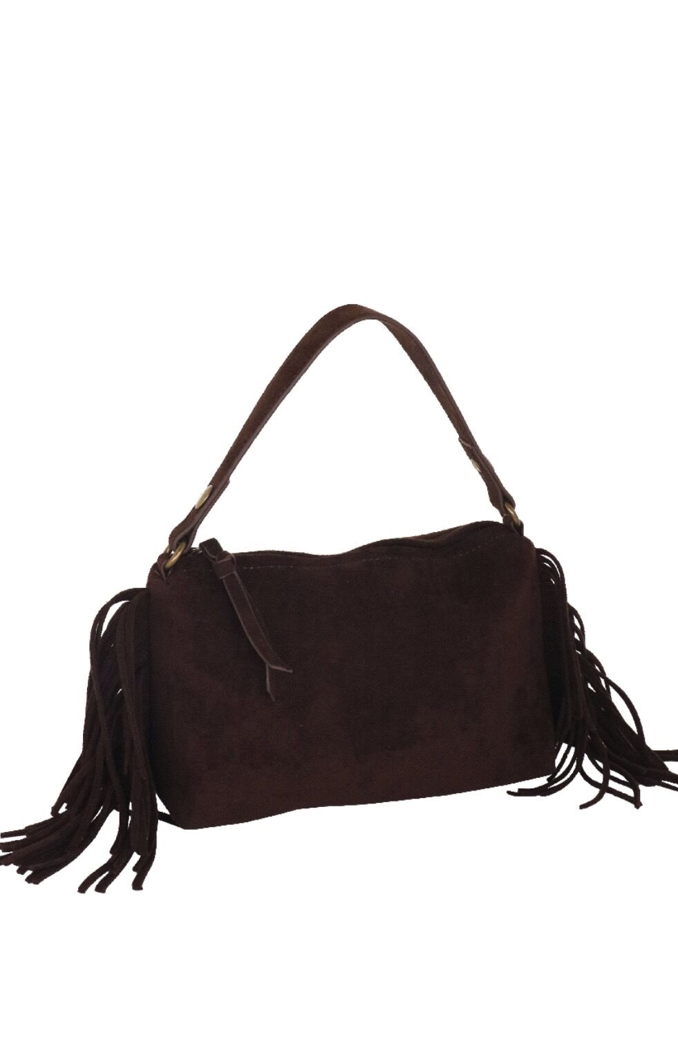 CAMOMILLA BORSA A MANO FRANGE MARRONE - immagine 2