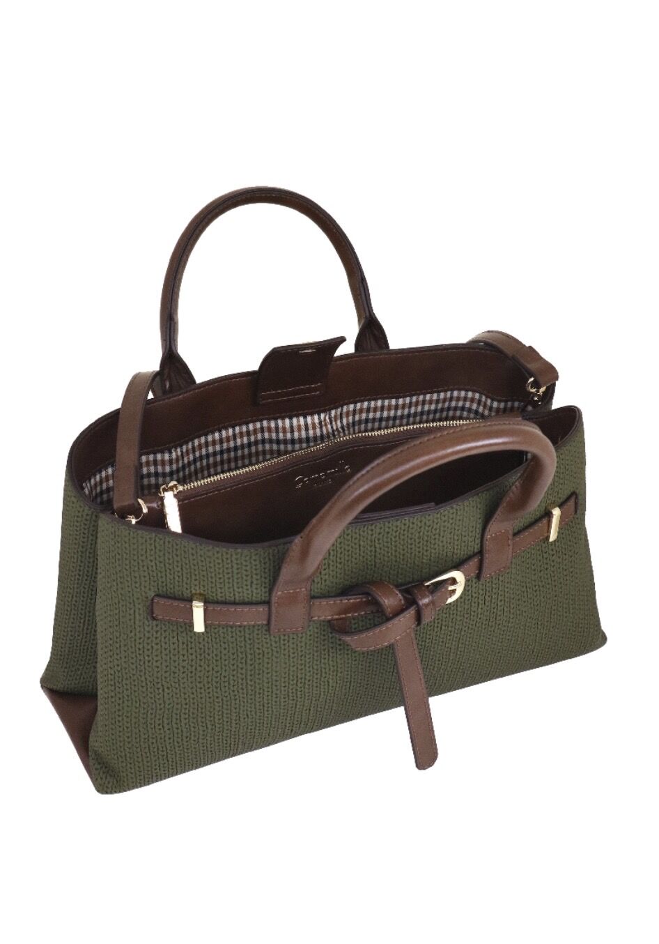 CAMOMILLA BORSA A MANO TRICOT VERDE - immagine 3